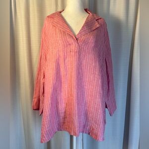 NWT CHARTER CLUB Women’s Pink Linen Top u16